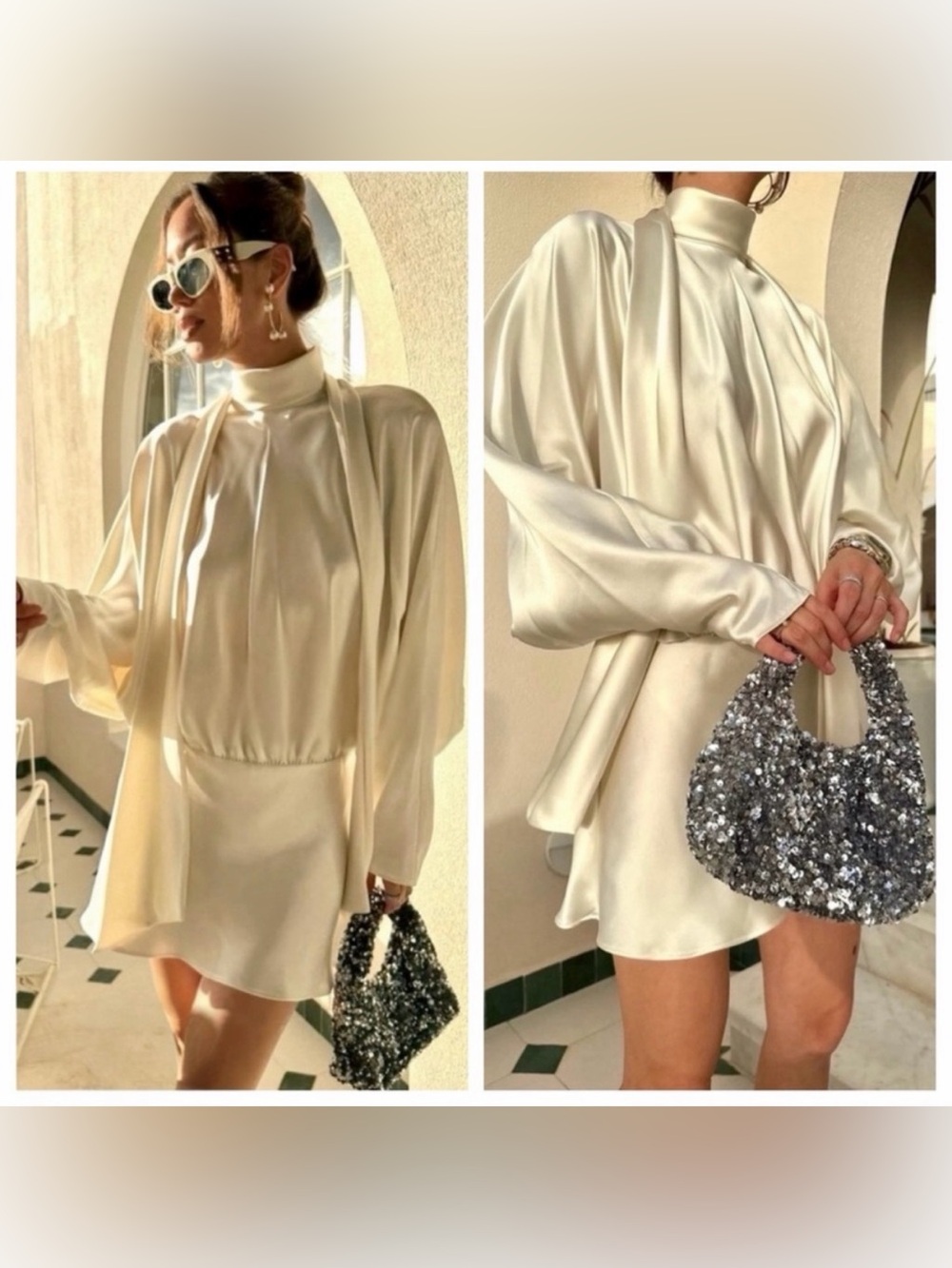 ZARA FOULARD SATIN EFFECT SHORT DRESS